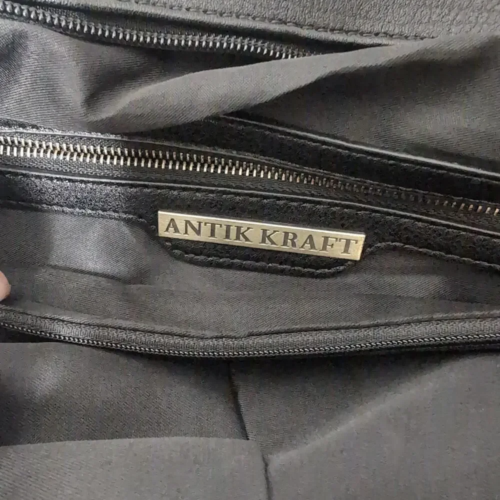 Black Faux Leather Tote Bag Multi Compartment